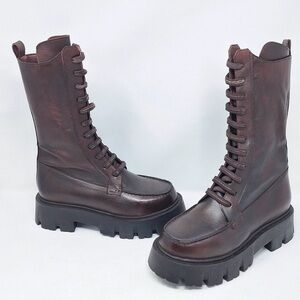 Free People Jones Lug Sole Lace Up Boots Burgundy Size 7.5